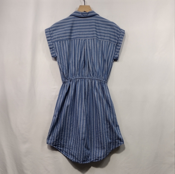 Japna Stripped Shirt Dress Women's S Blue Boho Retro 90s Y2K Casual Beach - Picture 6 of 10